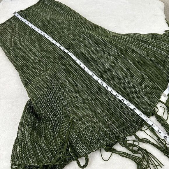 LuLaRoe Women's One Size Mimi Knit Sweater Poncho Olive Green Marl With Fringe - Picture 7 of 7